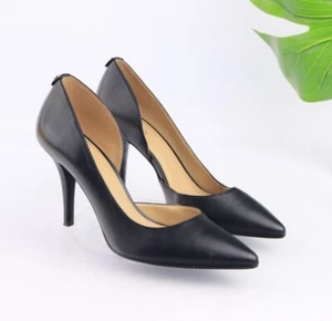Michael Kors Nathalie Flex Pump taglia 10 D'orsay tacco a punta pelle nera - Foto 1 di 9