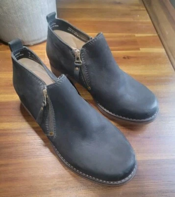 Botines Hush Puppies para mujer Mazin Cayto de cuero nobuck negro con cremallera talla 9 W Foto 1 de 4