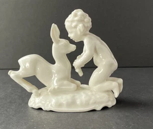 Vtg Hutschenreuther Kunstabteilung Child & Deer Figurine Selb Germany LHS - Picture 1 of 17