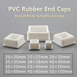PVC Rubber Square Furniture Foot Table Chair Leg End Caps Covers Floor Protector - Picture 1 of 16