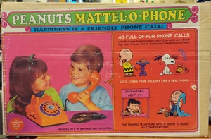 Vintage Peanuts Mattel-O-Phone, In Box with 5 Records, 1968 - Picture 1 of 9