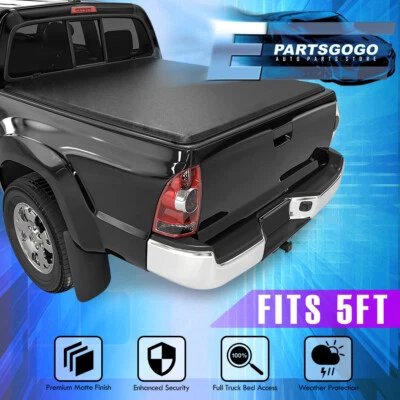 For 05-15 Toyota Tacoma 5FT Truck Bed Soft Vinyl 3-Fold Waterproof Tonneau Cover Foto 1 de 4