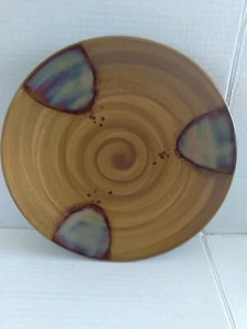 Sango Splash 11” Dinner Plate Brown Drip Glaze 4951 Stoneware Small Rim Chip - Picture 1 of 7