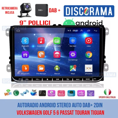 AUTORADIO ANDROID STEREO AUTO DAB+ 2DIN VOLKSWAGEN GOLF 5 6 PASSAT TOURAN TIGUAN - Immagine 1 di 4