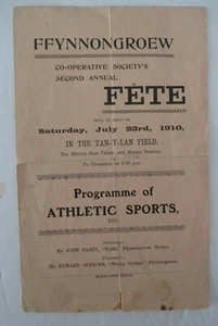 FFYNNONGROEW, WALES ( Llanasa ) 1910 Programme of Athletic Sports - Picture 1 of 3
