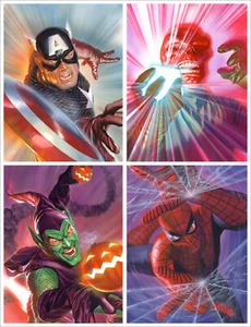 Alex Ross Marvelocity Captain America roter Schädel grüner Kobold Spider-Man bildende Kunst - Bild 1 von 1