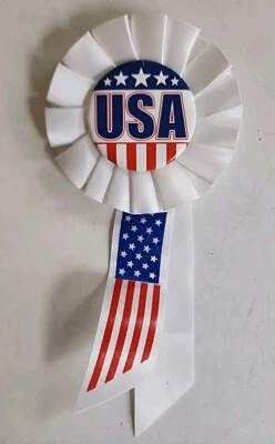 Cinta botón pin Beistle "USA" 3,25 x 6,5" estrellas patrióticas americanas rayas Foto 1 de 2