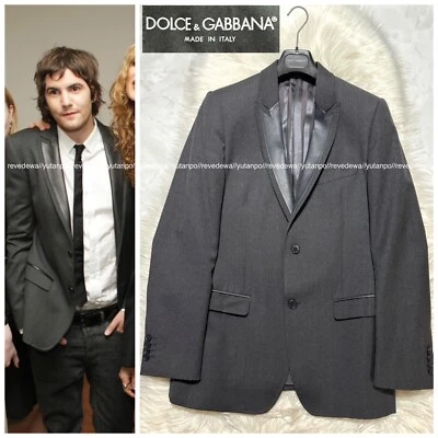 Chaqueta Blazer Auténtica Dolce & Gabbana Cuero Cambiante A Medida 48 Gris Foto 1 de 4