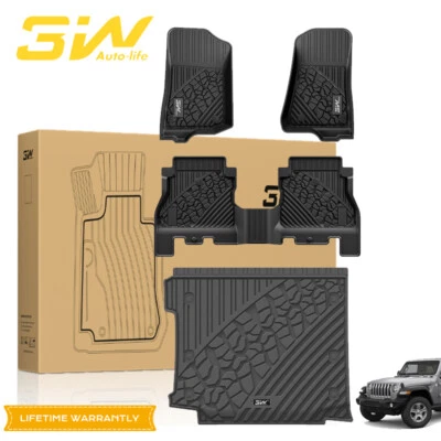 3W Floor Mats & Cargo liner for Jeep Wrangler JL 2018-2025 With Sub TPE Car Mat - Image 1 of 4