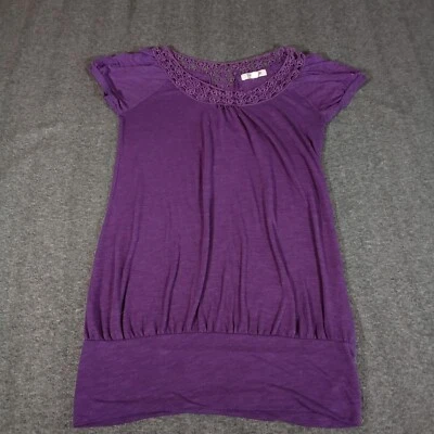 Top Energie Mujer Medio Púrpura Bordado Manga Corta Informal Y2K Preppy Foto 1 de 4