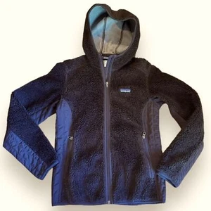 Patagonia Retro Pile fleece zip up jacket hoodie with hood and pockets womens S - Picture 1 of 13
