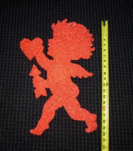 Vtg Melted Plastic Popcorn Valentine Cupid Wall Hanging Decoration 21" H - Picture 1 of 5