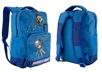 Zaino Minecraft borsa scuola blu 35 x 25 x 12 cm - Immagine 1 di 3