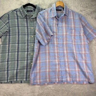 Roundtree & Yorke Men's Plaid Button Down Shirts Size L Lot of 2 One Flawed - Image 1 of 4