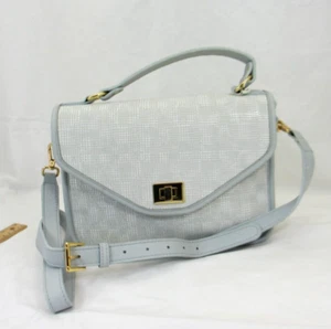 GiGi New York Courtney Satchel Embossed Leather New Tags White w Gray List$385 - Picture 1 of 15