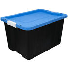 27 Gallon Tote Box Heavy Duty Plastic Storage Bin Container with Lid, Black