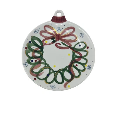 Contempo 7 in Christmas Tidbit Ornament Plate Hand Painted Holiday Cardinal Inc - Image 1 of 4