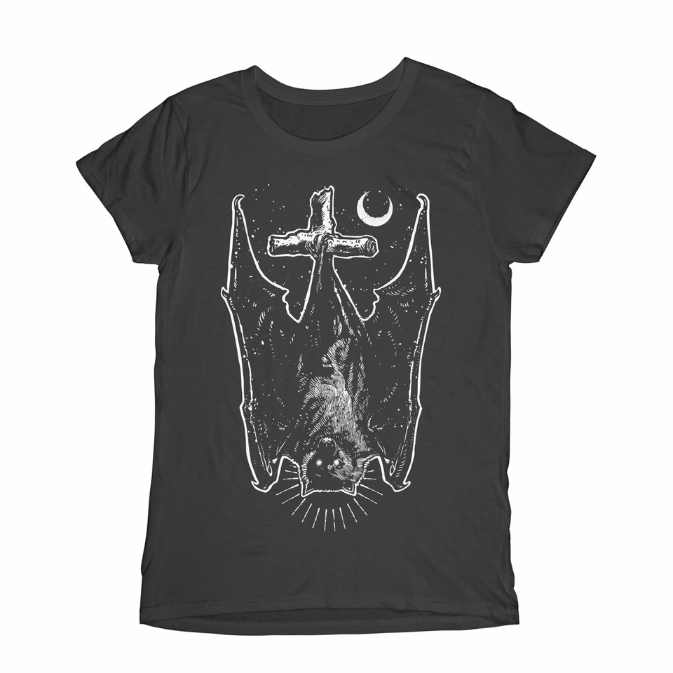 T-Shirt Goth Femme Chauve-Souris Vampire ? L'Envers Halloween - Photo 1/1