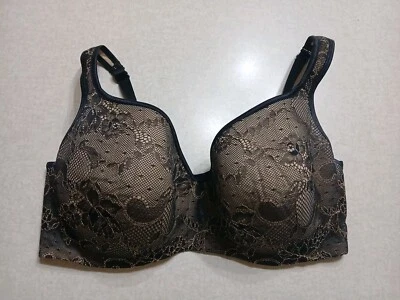 Sutiã cacique 40DDD levemente forrado balconette preto floral com aro - Imagem 1 de 4