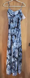 Betsy & Adam Women's Navy Sleeveless Strap Top Long Formal A-Line Dress Size 4 - Picture 1 of 4