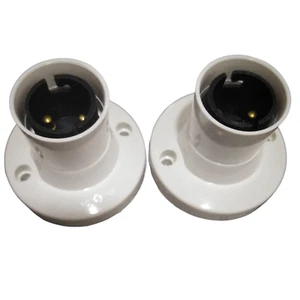Bayonet Batten White Ceiling Lamp holders 2 B22 Light Bulb Socket Lamp Fitting - Picture 1 of 7