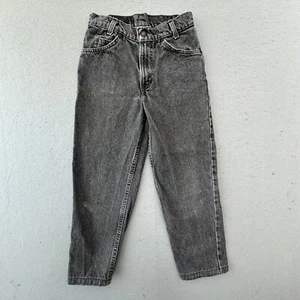 VINTAGE Levis 550 Jeans Youth 12 Regular Relaxed Fit Gray Black Denim Black Tag - Picture 1 of 11