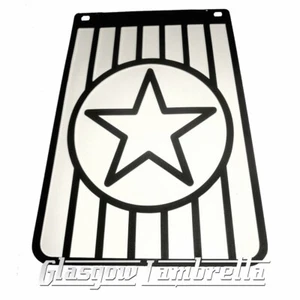 Mod / Scooterist 60s Style Italian WHITE & BLACK STAR LONG MUDFLAP - Picture 1 of 1