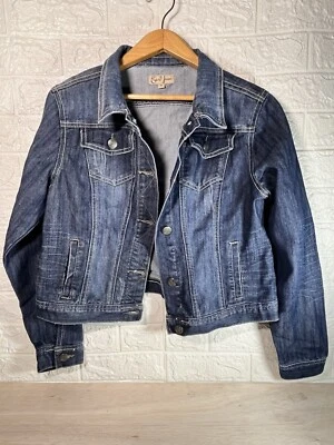 Chaqueta Earl Jean Mujer Talla M Azul Crop Trucker Chaqueta Jean Envejecida Foto 1 de 3