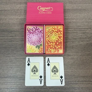 Caspari Flowers on Silk Playing Cards Double Deck No Jokers w/ Box - Picture 1 of 10