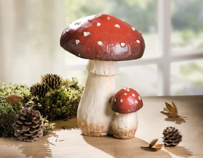 Fliegenpilze Deko Herbst Winter Garten Terrasse Polyresin Natur Handbemalt * Top - Bild 1 von 4