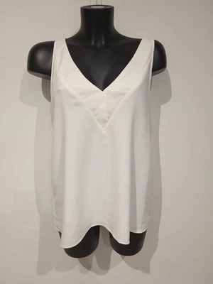River Island Talla 12 Blanco Chaleco Top Camisola Cami Top Sin Mangas Top Foto 1 de 4