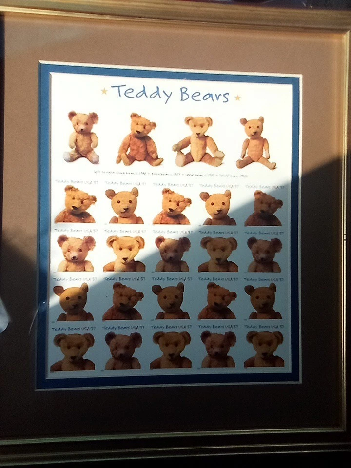 Teddy Bears Stamps US Stamp #3653-56 MNH Sheet,  Framed and Matted EUC - Image 1 of 1