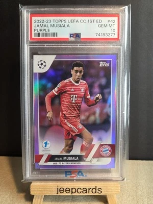 JAMAL MUSIALA 2022-23 Topps UEFA Club Competitions 1ST EDITION PURPLE /30 PSA 10 - Image 1 of 4
