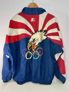 Vintage 1996 Starter Atlanta Olympics Team USA Eagle ZipUp Windbreaker Jacke L - Bild 1 von 10