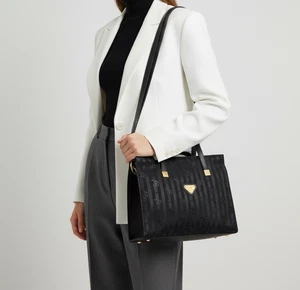 Maison Mollerus Vinerus Damen Tote Handtasche Schwarz Canvas Leder Swiss Made - Bild 1 von 13