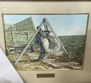 KENNETH WYATT - Acquerello ORIGINALE "98 LIBBRE" cotone pesa-in dipinto western - Foto 1 di 2