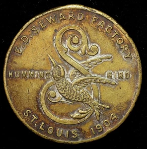 1904 St. Louis, Missouri F. D. Seward Factory Humming Bird Egyptian Medal 31mm - Picture 1 of 2
