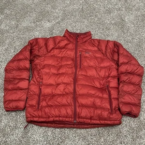 Chaqueta acolchada de plumón Rei Pertex Quantum 850 roja con cremallera para hombre talla XL - Imagen 1 de 9