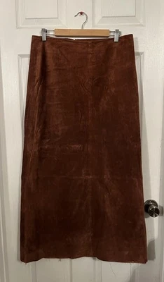 Falda De Colección Wilsons Cuero Pelle Studio Larga Marrón 100% Gamuza Genuina Talla 14 Grande Foto 1 de 4