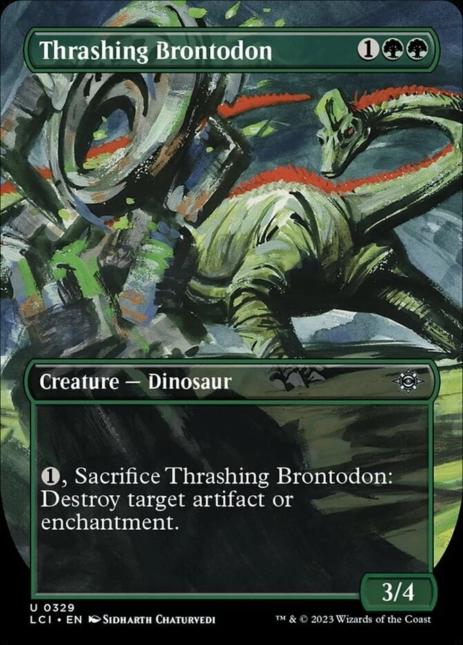 x1 Thrashing Brontodon - Borderless - Lost Caverns of Ixalan - NM - MTG - Image 1 of 1