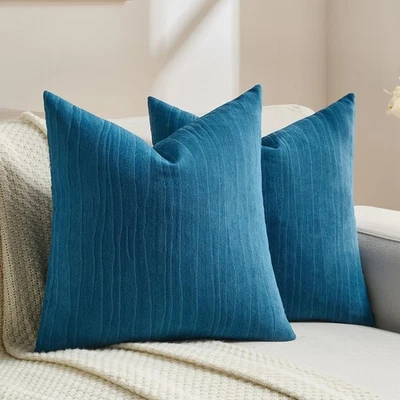 Juego de 2 fundas de almohada decorativas de chenilla verde azulado de 16x16 pulgadas, suave aplastado... Foto 1 de 4