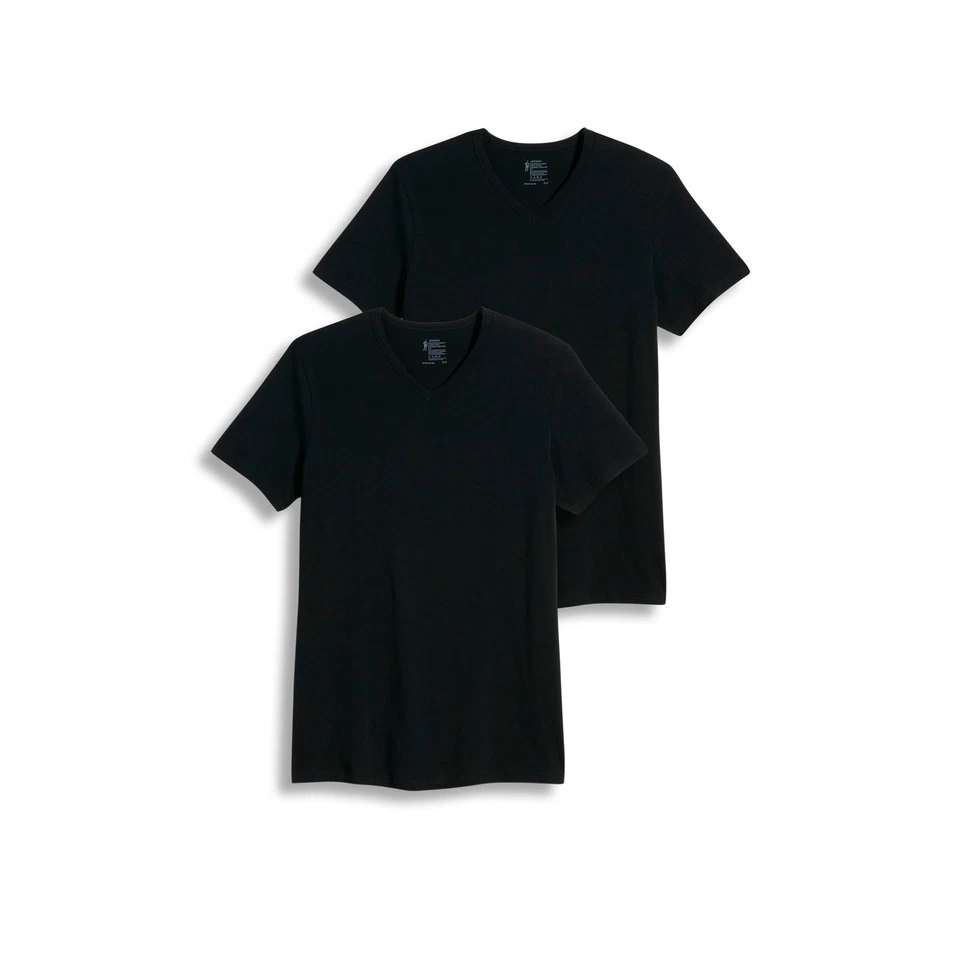 Jockey BLACK Men's XXL Slim Fit Cotton Stretch V-Neck T-Shirt - 2 Pack