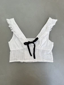 Urban Outfitters Kimchi Blue Blossom Blouse. White/Black. Large. - Picture 1 of 5