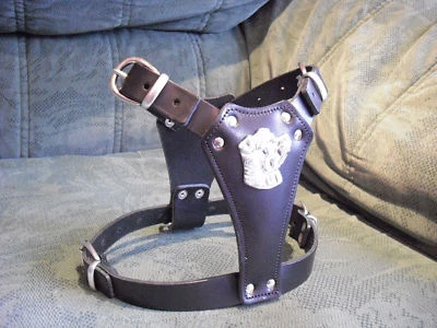 BLACK PUPPY LEATHER DOG HARNESS(STAFFY)  - Image 1 of 4