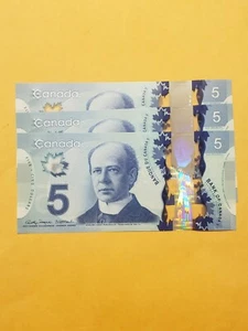 LOT OF 3 Consecutive 2013 Bank Of Canada 5 Dollar Bills Uncirculated Prefix INT - Picture 1 of 6