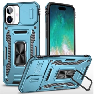 Funda híbrida ventana cámara móvil anillo metal iPhone 16 Plus 6,7 pulgadas azul claro - Imagen 1 de 3