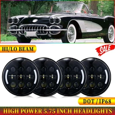 4PCS 5 3/4"inch Round LED Headlights Hi-Lo Sealed DRL for Chevy Impala El Camino - Image 1 of 4