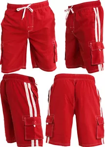 Neu leicht unregelmäßige Norty Herren Cargo gestreifte Board kurze Badehose - Bild 1 von 2
