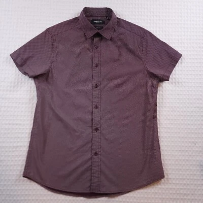 Мужская узкая рубашка Kenneth Cole на пуговицах с коротким рукавом с красным цветочным узором AOP размер средний - Изображение 1 из 4