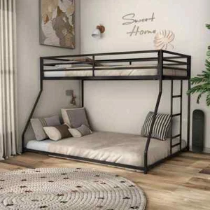 Porter Black Twin Over Full Low Profile Metal Bunk Bed - Picture 1 of 8